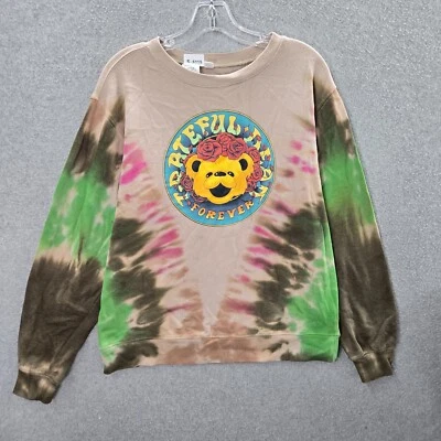 Grateful Dead Women Sweatshirt Large Beige Tie Dye Logo Forever Bear Graphic - Image 1 of 4