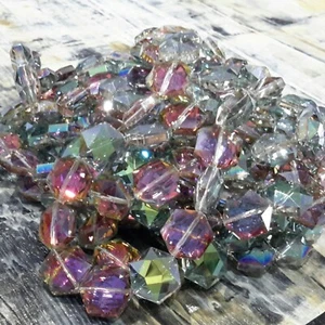 Elecroplated Hexagon Full Rainbow,Faceted,14x15x8mm,Light Sea Green, 50pce  - Picture 1 of 3