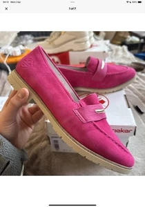 Rieker Hot Pink Leather Loafers. Uk Size 5 - Picture 1 of 6