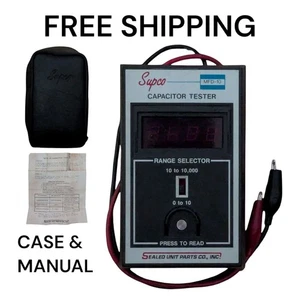 Vtg SUPCO MFD10 Digital Capacitor Tester Red LED Display & Case & Manual Tested - Picture 1 of 7