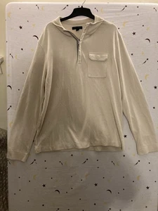 Pullover Banana Republic Para Hombre Waffle Cuarto Cremallera Beige Tostado XL Informal Preppy - Imagen 1 de 10
