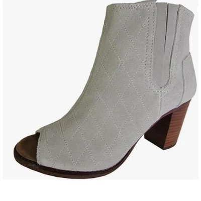 Toms Womens Majorca Peep Toe Boot Shoes, High Rise Grey Suede Quilted, US 5 - Image 1 of 3