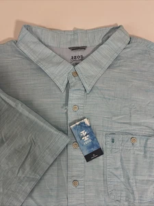 IZOD Saltwater Dockside Chambray Short Sleeve Button Up Shirt RIVER blue 6XB 6xL - Picture 1 of 8