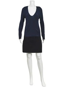 Excellent MAJE Women's Navy Silk Mini Dress, Size 1 - Picture 1 of 3