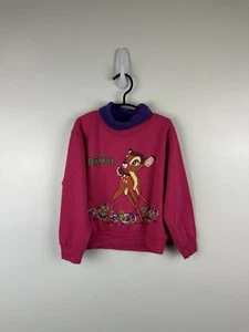 Vintage Walt Disney Bambi Pink Turtleneck Sweatshirt Crewneck Kids Size 5 Girls - Picture 1 of 4