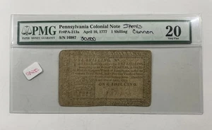 1777 Pennsylvania Colonial Note. PMG VF 20. 1 Shilling. Rare. - Picture 1 of 3