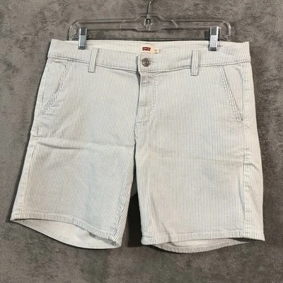 Pantalones Cortos Levis Alto Tiro Medio Denim Rayas Azul Talla 30 Cintura 34 en Entrepierna 7 pulgadas Foto 1 de 4
