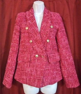 vici boucle tweed blazer sz m multi pink shimmery - Picture 1 of 5