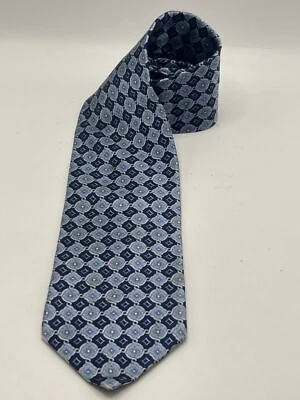 Corbata de lujo para hombre Zilli Italia azul renacentista geométrica 100 % seda Foto 1 de 4