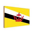 Holzschild Holzbild 18x12 cm Brunei Fahne Flagge Geschenk Deko