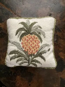 Cross Stitched Corded Velvet Back Pineapple Throw Pillow 9 X9 Southern Welcome - Picture 1 of 2