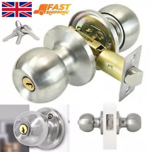 Stainless Steel Round Knobs Entrance Lock Door Entry Locks with Key UK STOCK - Picture 1 of 14