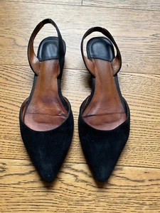 jeffrey campbell slingback flats pointed almond toe Black suede 8 - Picture 1 of 4
