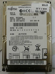 Fujitsu MHT2040AS 40GB 2.5” IDE 5400 RPM Laptop Hard Disk Drive - Picture 1 of 1