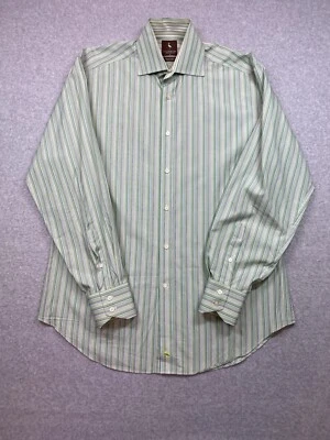 Camisa TailorByrd Para Hombres Mediana Verde Rayas Informal Ropa de Trabajo Oficina Carrera Fiesta Foto 1 de 4