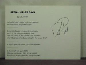 firmada por el autor David Prill, postal promocional para su libro Serial KIller Days - Imagen 1 de 2