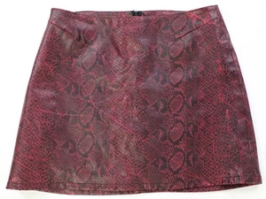 Rare Vintage Snakeskin Pattern All Over Print Mini Skirt 90s Red Women's - Picture 1 of 8