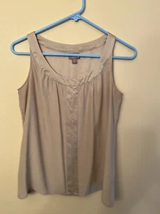 Women’s J Jill Tank Top Sleeveless Beige 100% Silk Scoop Neck Size Large - Picture 1 of 3