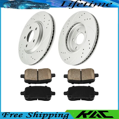 55093 Front Drilled Brake Rotors + Brake Pads for Chevy Cobalt Malibu Pontiac G6 - Image 1 of 4