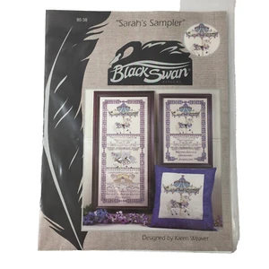 Black Swan SARAH'S SAMPLER Birth Unicorn Carousel Cross Stitch Pattern NEW - Picture 1 of 3