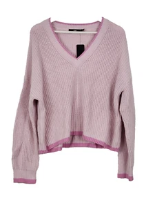 NWT Sportsgirl Cropped V-Neck Knit Womens Pink Size L - Picture 1 of 8