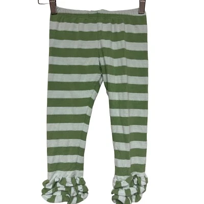 Pantalones Legging Persnickety Boutique Niñas Verde Rayas Volantes Puño Talla 8 Foto 1 de 3