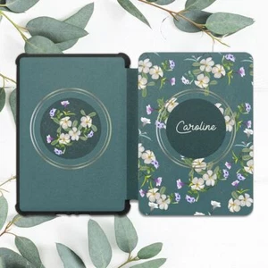 Custom Name Floral Green Book Case For All-new Kindle 10th Gen Kindle Paperwhite - Picture 1 of 3