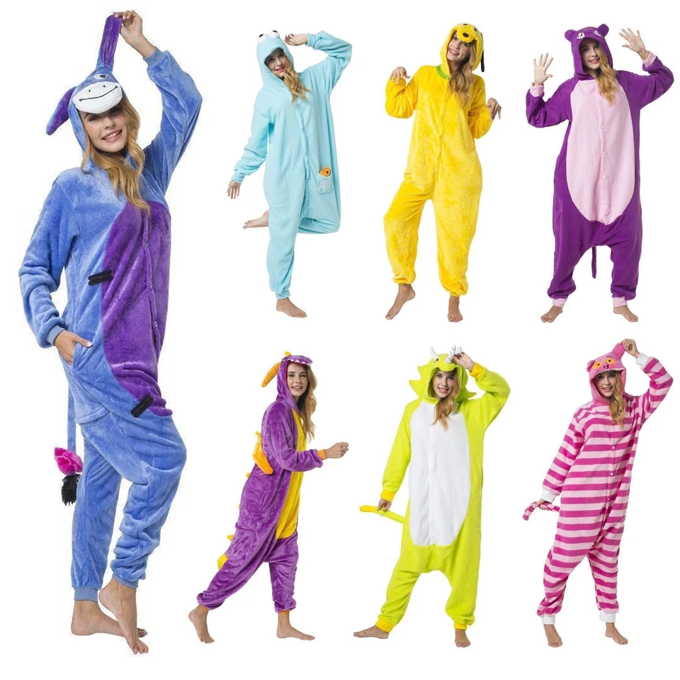 KATARA Flauschige Tier-Kostüme Karneval Fasching Onesie Jumpsuit Einteiler Overall Kigu