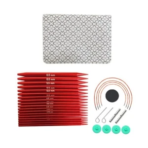 9Pairs 3mm-6.0mm Aluminum Interchangeable Circular Knitting Needle Set with Case - Picture 1 of 8