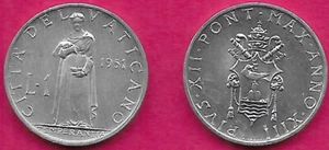 VATIKANSTADT 1 LIRA 1951 UNC PAPST PIVS XII, TEMPERANZ STEHEND GIESSENDES TRANKOPFER - Bild 1 von 1