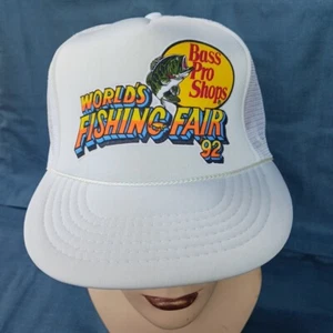 Vintage 1992 Bass Pro Shops Worlds Fishing Fair Snapback Trucker Hat - Picture 1 of 5