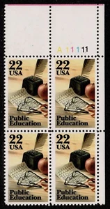Scott 2159 Plate Block 22 cent Public Education in America  MNH L1 - Picture 1 of 2