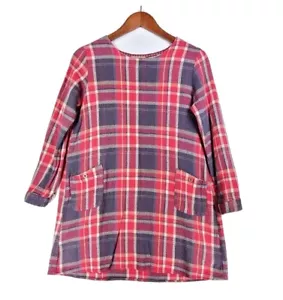 Ease Blue Women's Red & Navy Plaid Long Sleeve Soft Chunky Knit Tunic Pullover - Picture 1 of 8