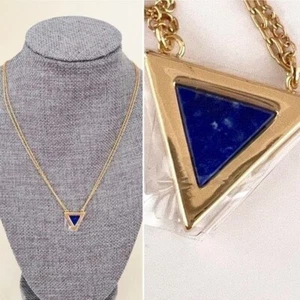 Michelle Campbell New Pendant Necklace 14K Gold Genuine Lapis Stone Inlay - Picture 1 of 8