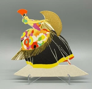 Unused Vintage Art Deco Bridge Place Card Spanish Dancer, Gold Fan, Buzza  - Picture 1 of 4