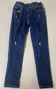 Cat & Jack Girl’s Size 5 Jegging  Stretch Distressed Ripped Dark Denim Leggings - Picture 1 of 5