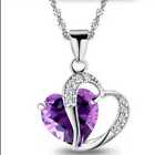 925 Post Silver Chain Necklace Heart Crystal Pendant Women’s Ladies Jewellery
