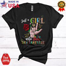 Just A Girl Who Loves Sign Language Floral Flowers Leopard Women ASL Shirt, Mug