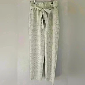 SHEIN LUNE Paperbag Taillengürtel hellbraun/blau/weiß karierte Hose Small/4 - Bild 1 von 10