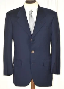 Xlent Oxxford Clothes Side Vent Navy w/Metal Buttons Blazer Jacket Slim 40 R - Picture 1 of 8