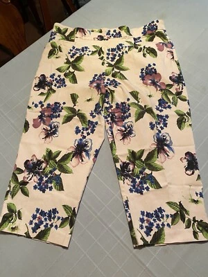 Женские эластичные брюки-капри George с цветочным рисунком 2X с 2 карманами - Изображение 1 из 4