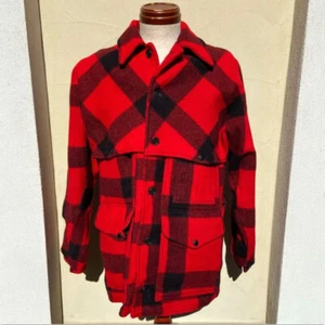 MEN'S LARGE FILSON RED PLAID DOUBLE MACKINSAW BUFFALO CRUISER WOOL OVERSHIRT - Picture 1 of 7