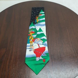 Hallmark Golf Santa Weihnachten Neuheit Krawatte Herren grün rot schwarz Rentier - Bild 1 von 9
