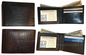 2 Nuevo Estilo Lagarto Estampado Cuero Hombre Bi Plegable Cartera 2 Ranuras para Billetes 6 Tarjetas - Imagen 1 de 12