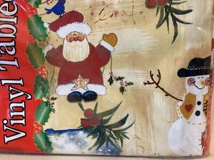 2001 Tablecloth Holiday Style Vinyl 52 x 90 Christmas Santa NEW - Picture 1 of 3