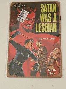 Retro Satan Was a Lesbian 8" x 12" Metal Tin Sign Art Queer LGBTQ Gay Wall Decor - Picture 1 of 3