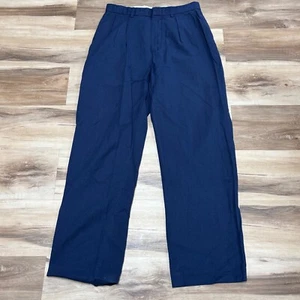 Polo Ralph Lauren Pants Mens 32 x 32 Navy Linen Silk Cotton Polo Golf Pleated - Picture 1 of 11