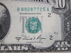 1981A $10 FRN #B89287725A - Picture 1 of 9
