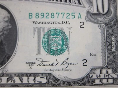 1981A $10 FRN #B89287725A - Image 1 of 4
