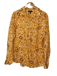 100% Linen Club Room Luxury Men’s Long sleeve button Shirt Yellow flowers XL - Picture 1 of 9